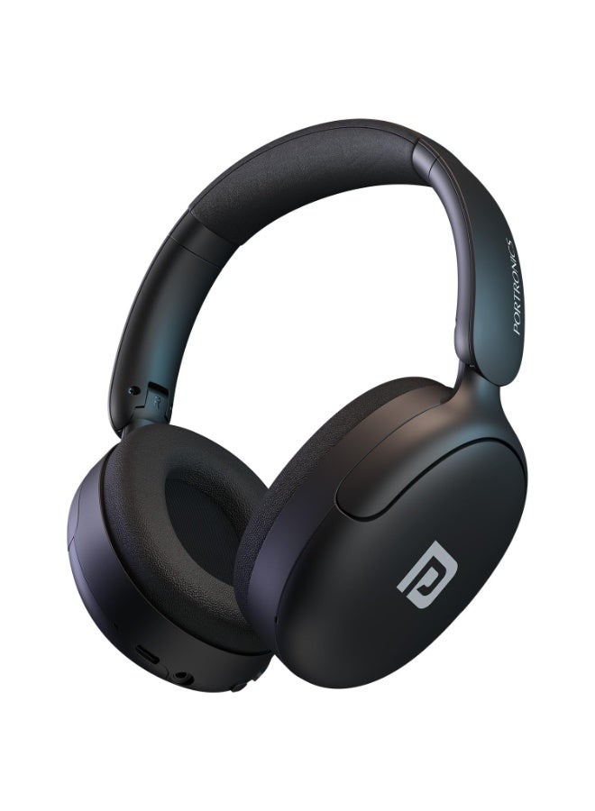 Portronics Muffs M2 Bluetooth Headphones On Ear with Upto 40 Hrs Playtime, 40mm Dynamic Drivers, AUX 3.5mm, Powerful Bass, Laptop & PC Support, Type C Charging Port, Foldable Design(Black) - Image 1